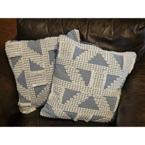 Set of 2 16 X 16" Cotton Blue & white New Room Décor Pillow